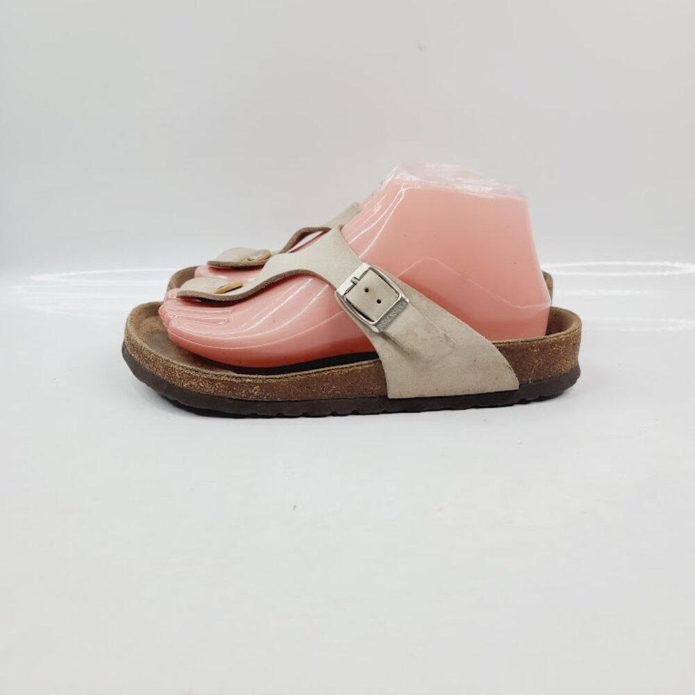 Birkenstock Women's White Gizeh Birko-Flor Leather Classic Thong Sandal Size 7
